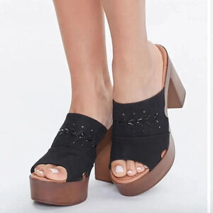 YOKI Platform Chunky Heels Black Size 10